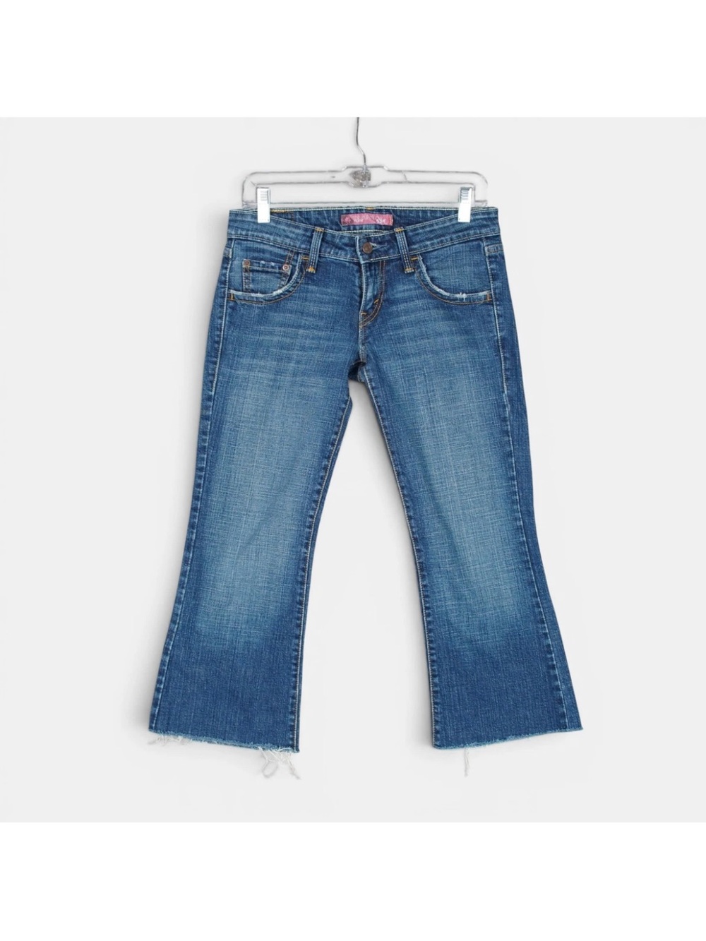 Levi's Too Superlow 524 Cropped Jeans Womens 5M W28 x L22 Blue Denim Raw Hem